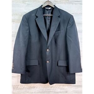 Versini Mens 48R Black 100% Wool‎ 2 Button Single Breasted Blazer Jacket Classic